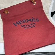 全新愛馬仕酒紅色帆布包飼料袋Hermes Aline