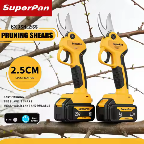 SuperPan Battery Pruning Shears 45mm 4 Gears 1500W Brushless SK5 Blade 6.0AH Li-ion Garden Orchard F