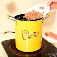 B❤Deep Frying Pan Household Non-Stick Mini Oil Pan Internet Celebrity Frying Pot Multi-Functional Cast Iron Flat Saucepa