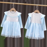 Elsa Frozen Alice Long Sleeve White Blue Dress For Kids Girl Princess Cinderella Halloween Christmas Casual Baby Clothes