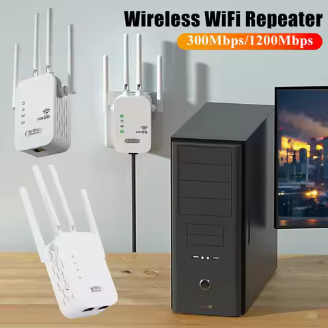 1200Mbps Wireless WiFi Repeater with WAN/LAN Port Dual-Band 2.4GHz/5GHz WiFi Extender 4 Antennas WiF