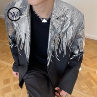 Dark Series Heavy Craft Embroidery Sequins Trendy Casual Suit Hairdresser Stylish Male Nightclub Fri