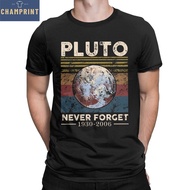 Never Forget Pluto Vintage Retro S Men Astrological Lover Dwarf Planet Tees Tops 100% Cotton T-Shirt