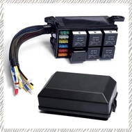 12V Relay Fuse Box Prewired Relay Box Automotive with 5Pcs 5Pin Relays 1Pcs 4Pin Relay 6 ATC/ATO Bla
