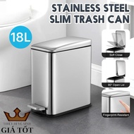 Smooth drop 18L stainless steel foot pedal trash can - Genuine imported product in the bin