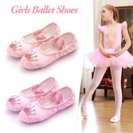 【CC】 Embroidered Cartoon Ballet Shoes Kids Slippers Soft Sole Female Gym