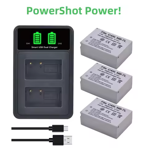 Tectra NB-7L Battery 7.4V 1800mAh Li-ion Batteries&Dual LED Charger for Canon PowerShot G10, G11, G1
