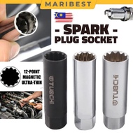 3/8" Ultra Thin Magnetic Spark Plug Socket Remover Wrench Drive 14mm 16mm 12-point 6-point Plug Sock