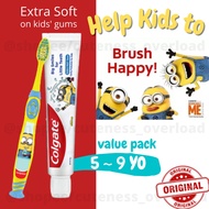Colgate Kids Minion Value Pack (Toothpaste 40g + Toothbrush 5-9yo) Ultra Soft Bristles Slim Tip Beru