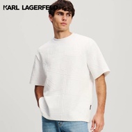 KARL LAGERFELD - RTW-1 SQUARE LETTERS STITCH T-SHIRT CANNOLI CREAM