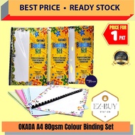 (RM2.20) OKADA A4 80Gsm Colour Paper Binding Set-20's / Paper Binder Set / Buku Set Mengikat / PVC C