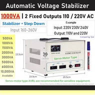 [1000VA] 2 Fixed Outputs 110V 220V -- 240V to 220V Automatic Voltage Regulator / Stabilizer 1000VA, 