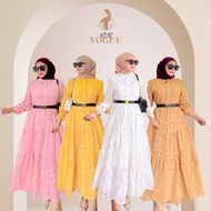 NUR VOGUE II M228 Gaun Renda Berongga Elegan / Dress Muslimah Moden Mewah / Fesyen Terkini Wanita / 