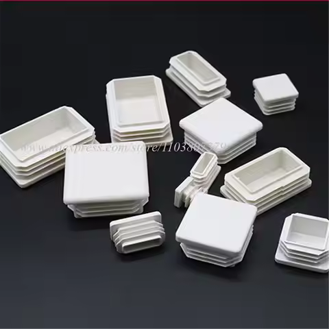 White Plastic Rectangle/Square Blanking End Cap Pipe Inserts Plug Bung Steel Leg Stopfen 15x15 20x30