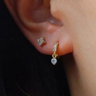 TWY - Clover Stud Earrings with Zircon 925 Silver and 14K Gold Vermeil