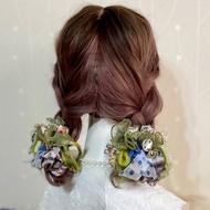 手工編織/ 森林毛線髮夾胸針別針馬尾夾髮叉瀏海夾髮圈髮束禮物