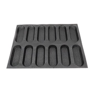 12 Holes Silicone Baguette Pan-Non-Stick Perforated French Bread Pan FormsHot Dog Molds Baking Liner