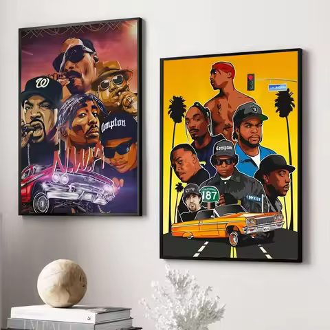 West Coast Pop Hip Hop Singer Wall Art Poster Graffiti Famous Rapper 2PAC Home Decor Canvas Paint Be