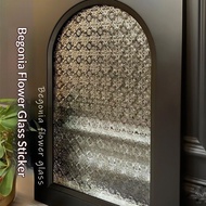 Retro Begonia Flower Glass Sticker - Privacy Protection, Light Transmitting & Opaque, Perfect for Ba
