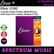 Elixir 11102 Acoustic Guitar Strings (80/20 Bronze with Nanoweb Coating, Medium 13-56)