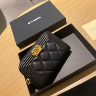 CHANEL 荔枝皮短夾零錢卡包