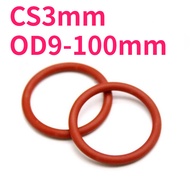 Red silicone O-ring sealing ring CS3mm*OD9-100mm waterproof ring high temperature resistant sealing 