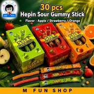 【Hepin Brand】30pcs Hepin Sour Gummy Stick | Sour Fruit Gummy Candy | Apple Strawberry Orange Flavor 