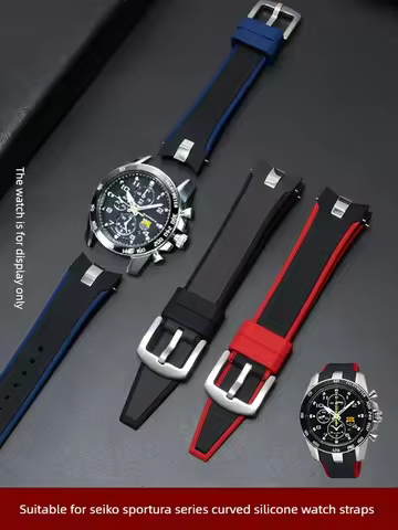 Silicone Watch Strap for Seiko Sportura Series Barcelona SNAE93J1 SPC089 Curved 21mm