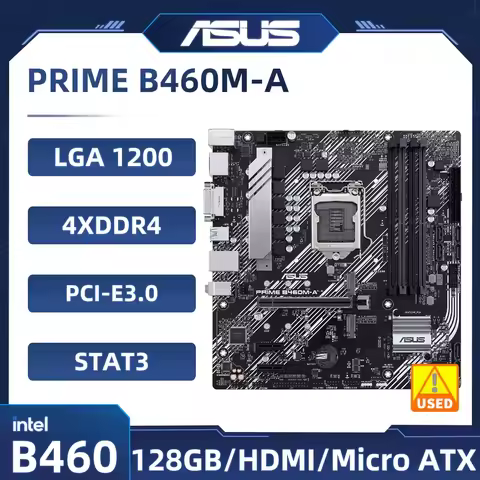 ASUS PRIME B460M-A motherboard LGA1200 Intel B460 4×DDR4 128GB HDMI Micro ATX support i3-10300T i5-1