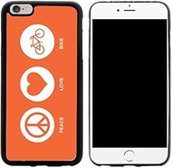 Rikki Knight Peace Love Bike Orange Color Design iPhone 6/6s Plus Hybrid Case Cover, Black
