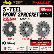 S-TEEL 565K Front Sprocket 520 Pitch 13T/14T/15T for Kawasaki Yamaha Suzuki CFMOTO Aprilia