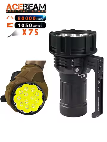 ACEBEAM X75 Max 1150 Meters Beam Throw Max 80000 High Lumens Brightest Flashlight USB PD60W-100W Fas