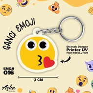 GANTUNGAN EMOJI THEME KEYCHAIN - CUTE ACRYLIC KEYCHAIN WITH TWO SIDES EMOJI 016