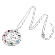 LazaraHome Colorful Rhinestone Om Aum Symbol Pendant Hindu Yoga Necklace Men Women