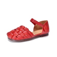 Women's Retro Woven Gladiator Flat Shoes with Comfortable Footbed - Perfect for Daily Stroll
