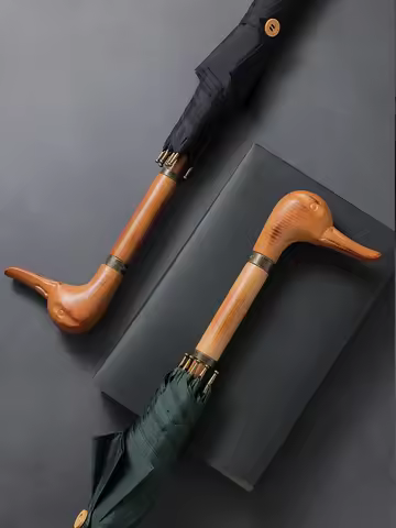 Parachase Duck Head Luxury Umbrella Rain Waterproof 280T, Creative Wooden Long Handle Umbrella Windp