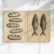 Jesus Feeds the 5000 poster canvas Prints  5 loaves and 2 Fish Art, Christianity Artwork Vertical Po