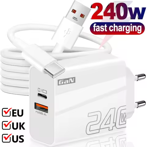 240W Quick Charging USB Type C Charger Universal Wall Phone Adapter GaN Chargers Plugs for IPhone 17