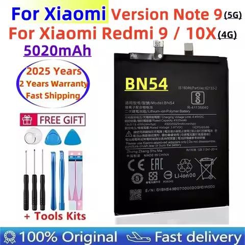 Fast Shipping 2025 Years BN54 Original Battery For Xiaomi Redmi Note 9(5G) Note9 / Redmi 9 / Redmi 1