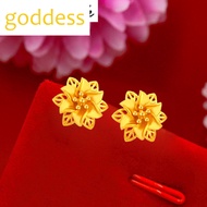 Original 916 Gold Vintage Hollow Flower Earrings for Women Emas 916 Original Malaysia Tulen Subang T