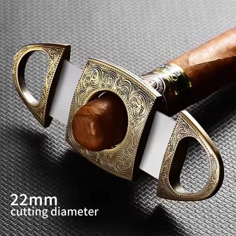 Retro Stainless Steel Cigar Cutter Double Cut Cigars Punch Floral Engraving Cutters for Men Engrave 