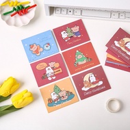 6 Pcs Cute Cartoon Merry Christmas Greeting Cards Student Foldable X-Mas Holiday Gift Cards