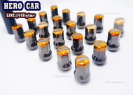 น็อตล้อเหล็กรถยนต์ น๊อตล้อเหล็กไทเทไดร์ดำทอง น็อตล้อเหล็กเกลียว1.5 เบอร์17 ลายRAYS สีดำทองใส่รถยนต์ไ