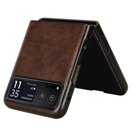 For Motorola Moto Razr 40 Case Luxury Litchi Pattern PU Leather Hard Back Cover ShockProof Case For 