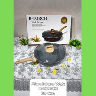 30cm Wooden Handle Glass Lid Pan