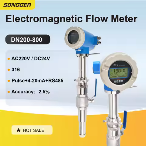 Insertion Type Electromagnetic Flow Meter DN200 DN800 Water Wastewater 4-20mA RS485 Modbus Large Dia