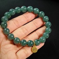 Blue Jade Bracelet Size 9.8 Mm. Jadeite Real-Type A (BC381)