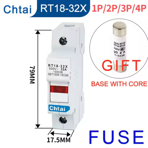 RT18-32X 1/2/3/4P 2/3/4/5/6/8/10/16/20/25/32A Din Rail mounting Fuse Holders Fuse Holder Base Pole f