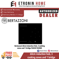 Bertazzoni 60cm induction hob, 3 cooking zones and 1 bridge P603IC1B2NEE