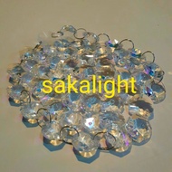 KRISTAL OKTAGON SEGI 8 14MM+RING/AKSESORIS LAMPU GANTUNG HIAS KRISTAL